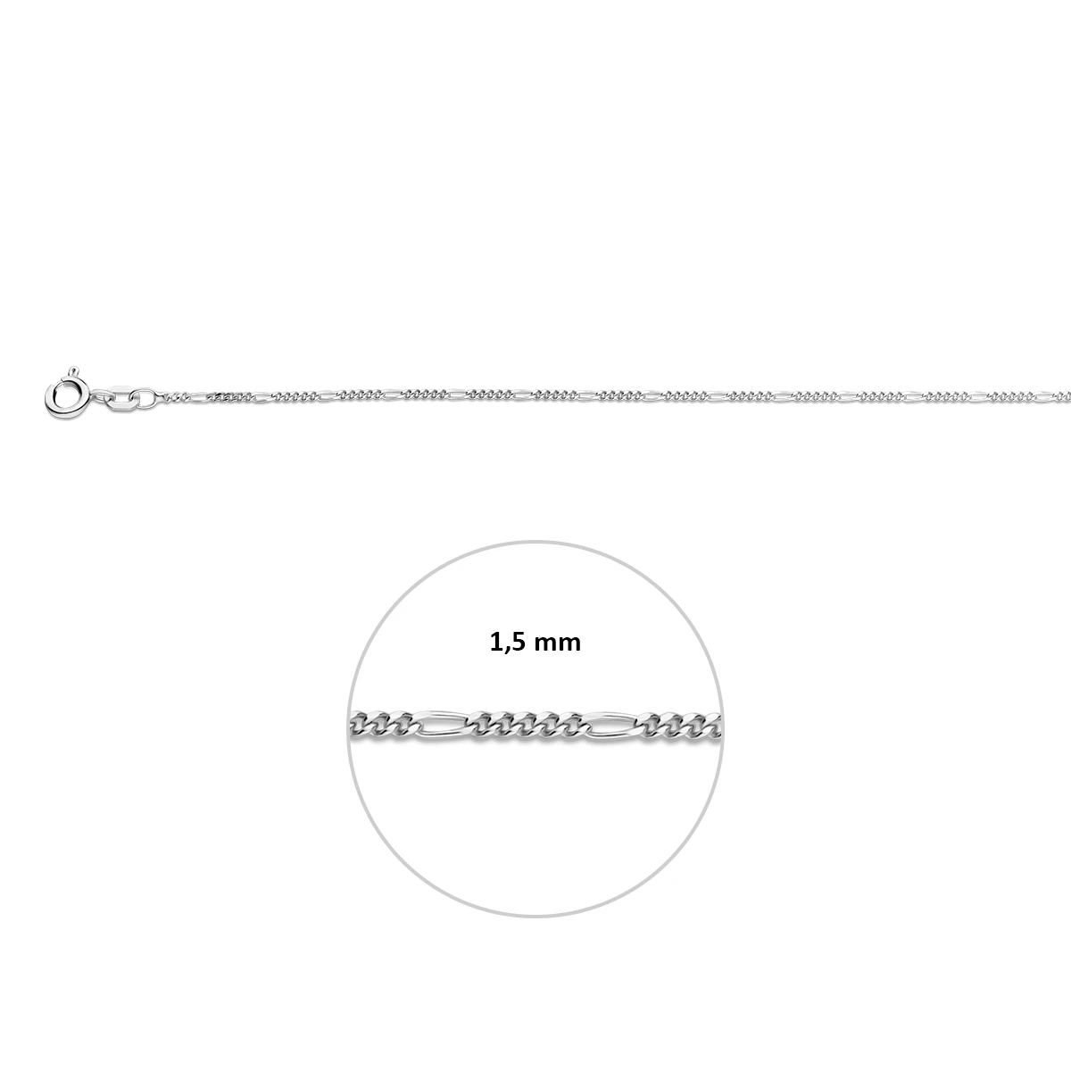 figaro 1,5 mm zilver wit