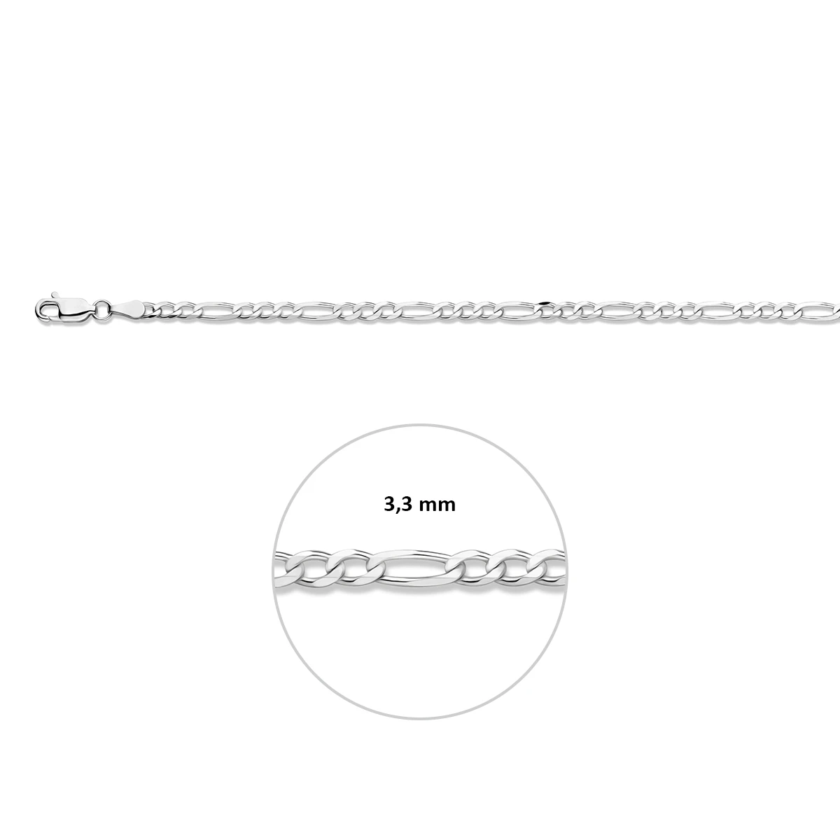 figaro 3,3 mm zilver wit
