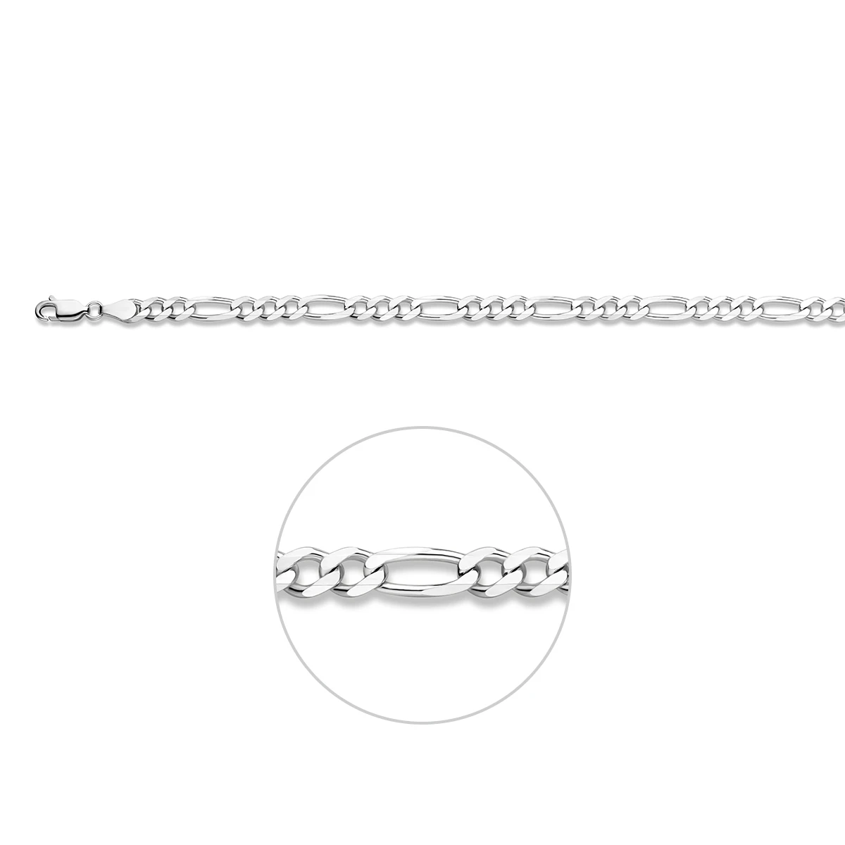 figaro 4,9 mm zilver gerhodineerd