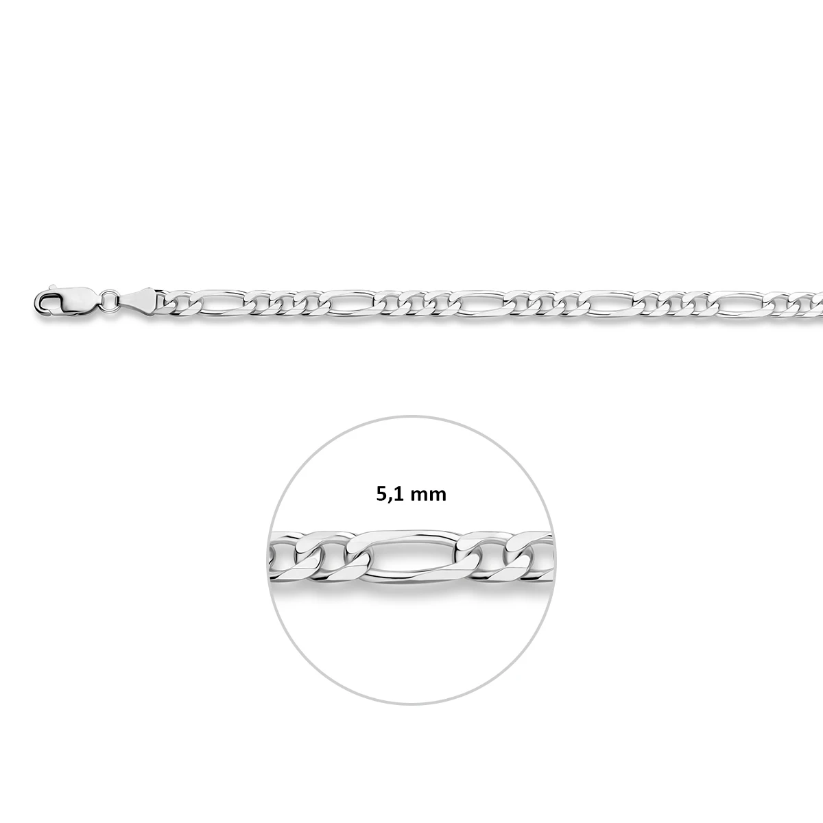 figaro 5,1 mm zilver wit