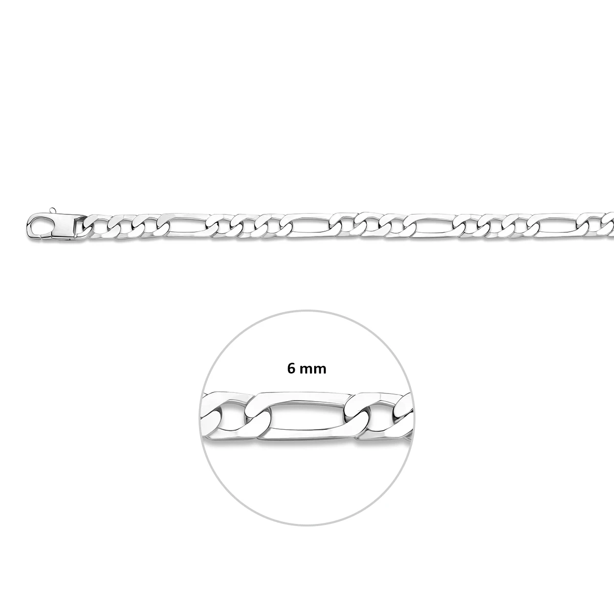 figaro 6,0 mm zilver wit