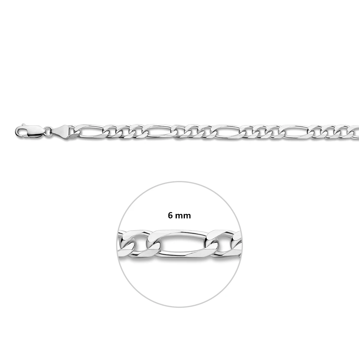 figaro 6,0 mm zilver wit