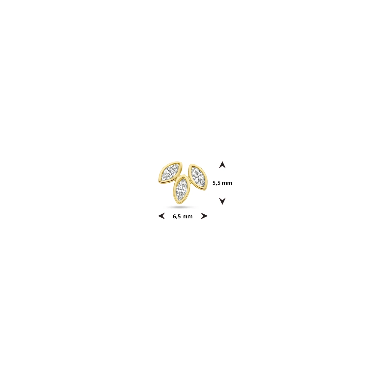 flat back piercing zirkonia 5,5 mm 14K geelgoud