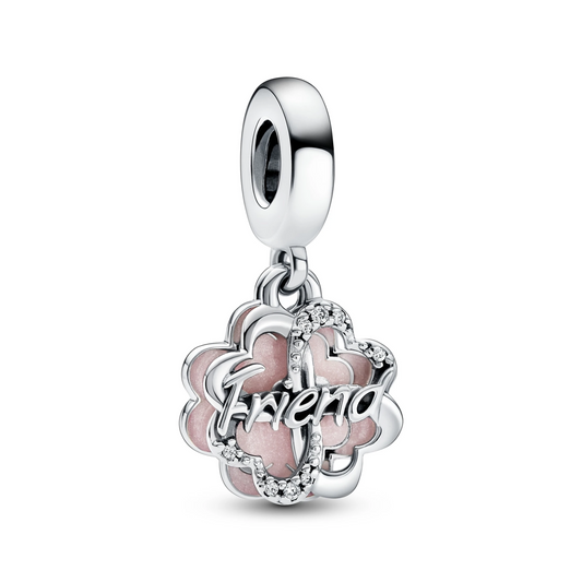 Four-leaf Clover Friendship Dubbele Hangende Bedel