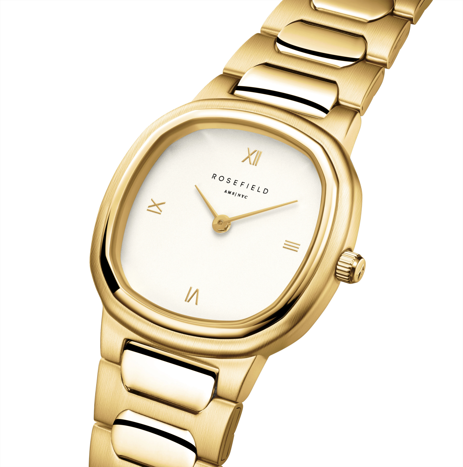 Gaia Roman Indexes Gold / Cilinder Steel Strap Matte & Shine Gold