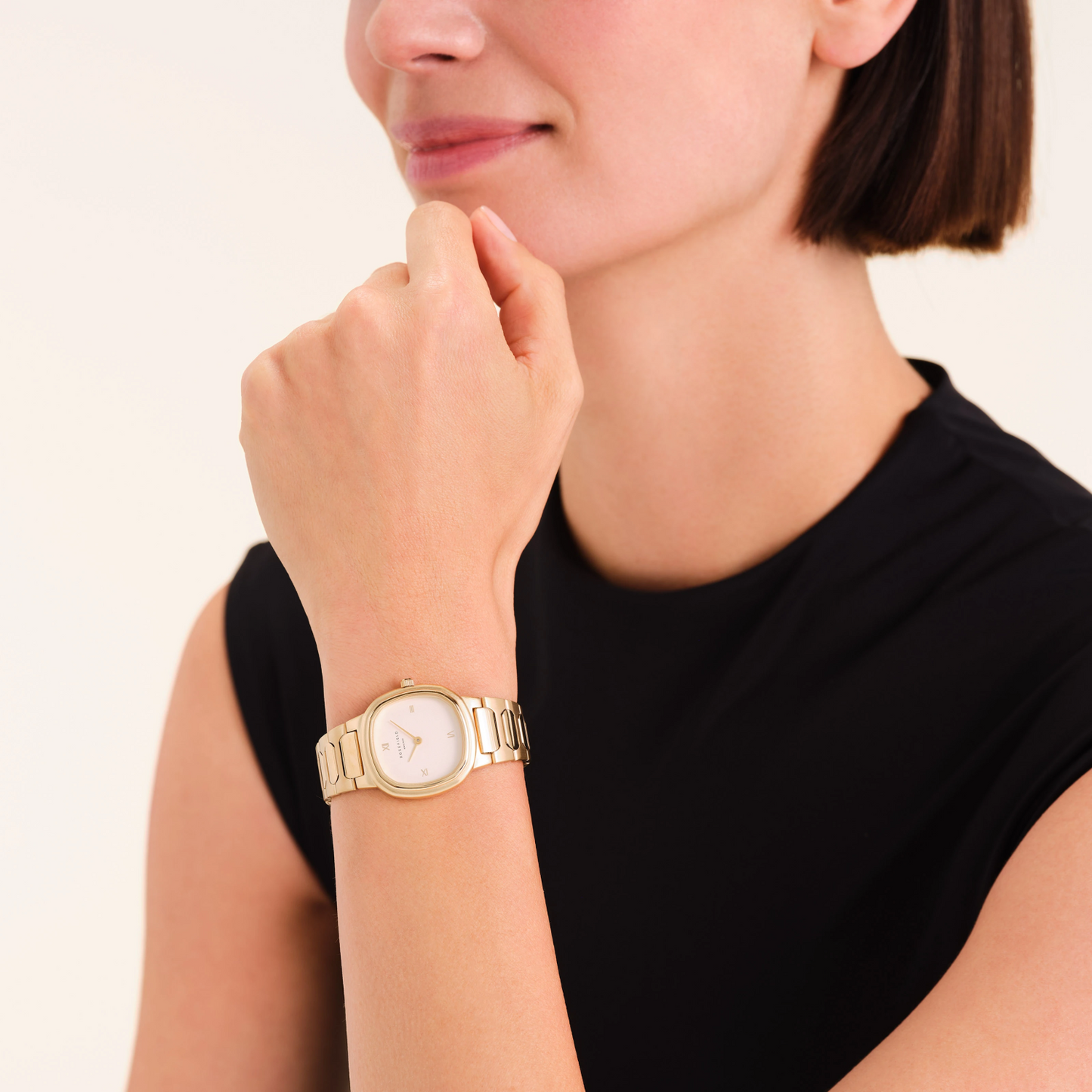 Gaia Roman Indexes Gold / Cilinder Steel Strap Matte & Shine Gold