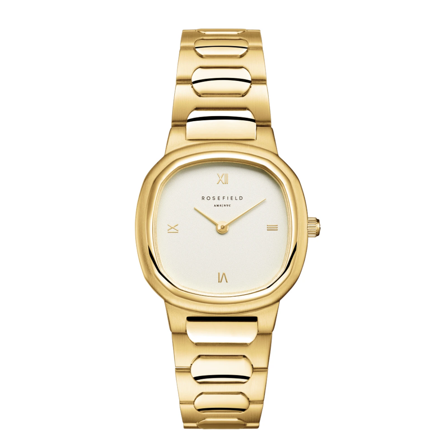 Gaia Roman Indexes Gold / Cilinder Steel Strap Matte & Shine Gold