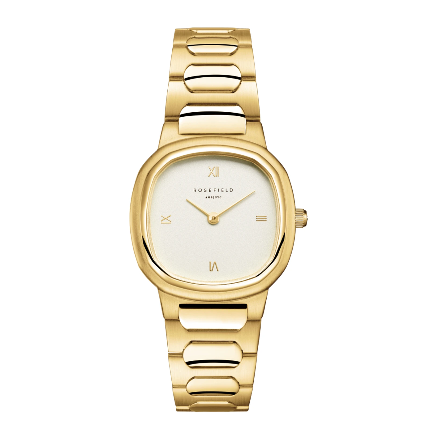Gaia Roman Indexes Gold / Cilinder Steel Strap Matte & Shine Gold