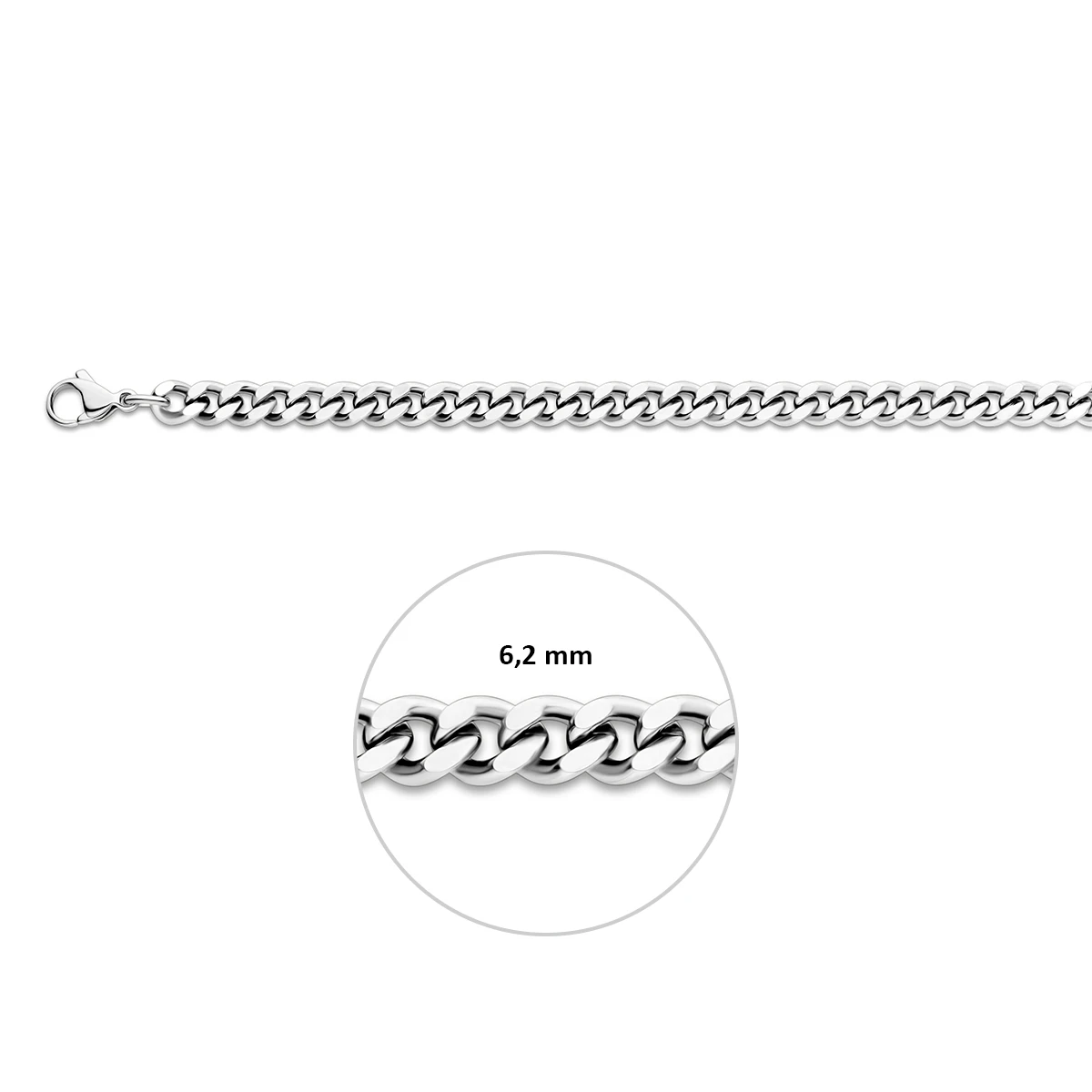 gourmette geslepen 6,2 mm edelstaal