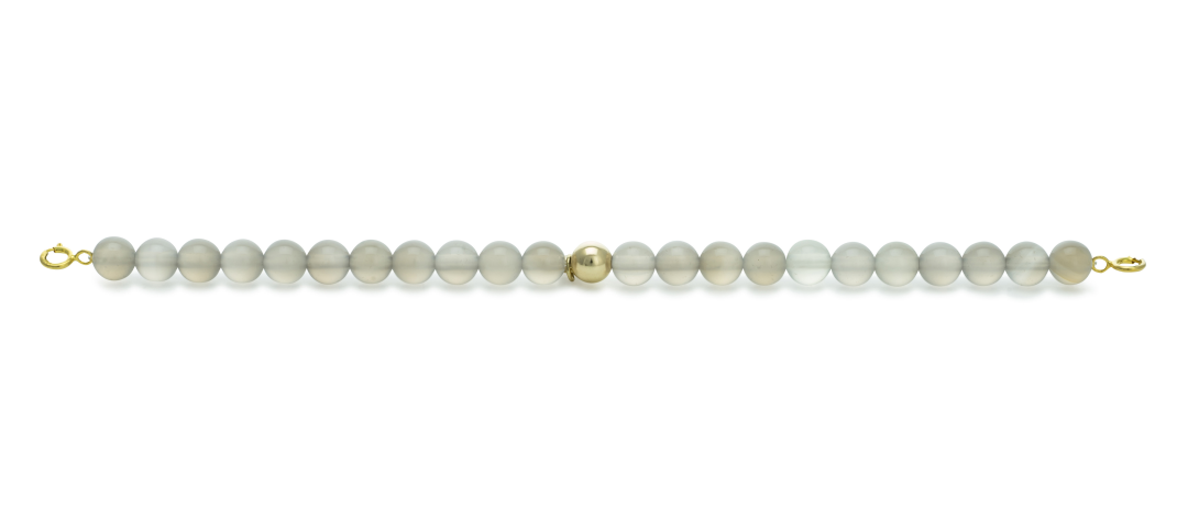 Gold Clasp - Bracelet 6mm Grey Agate