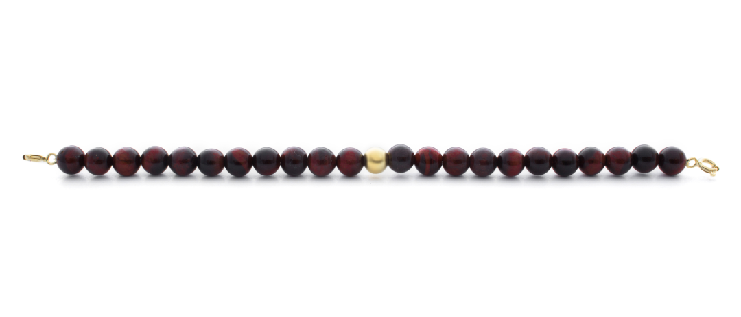 Gold Clasp - Bracelet 6mm Red Tiger Eye