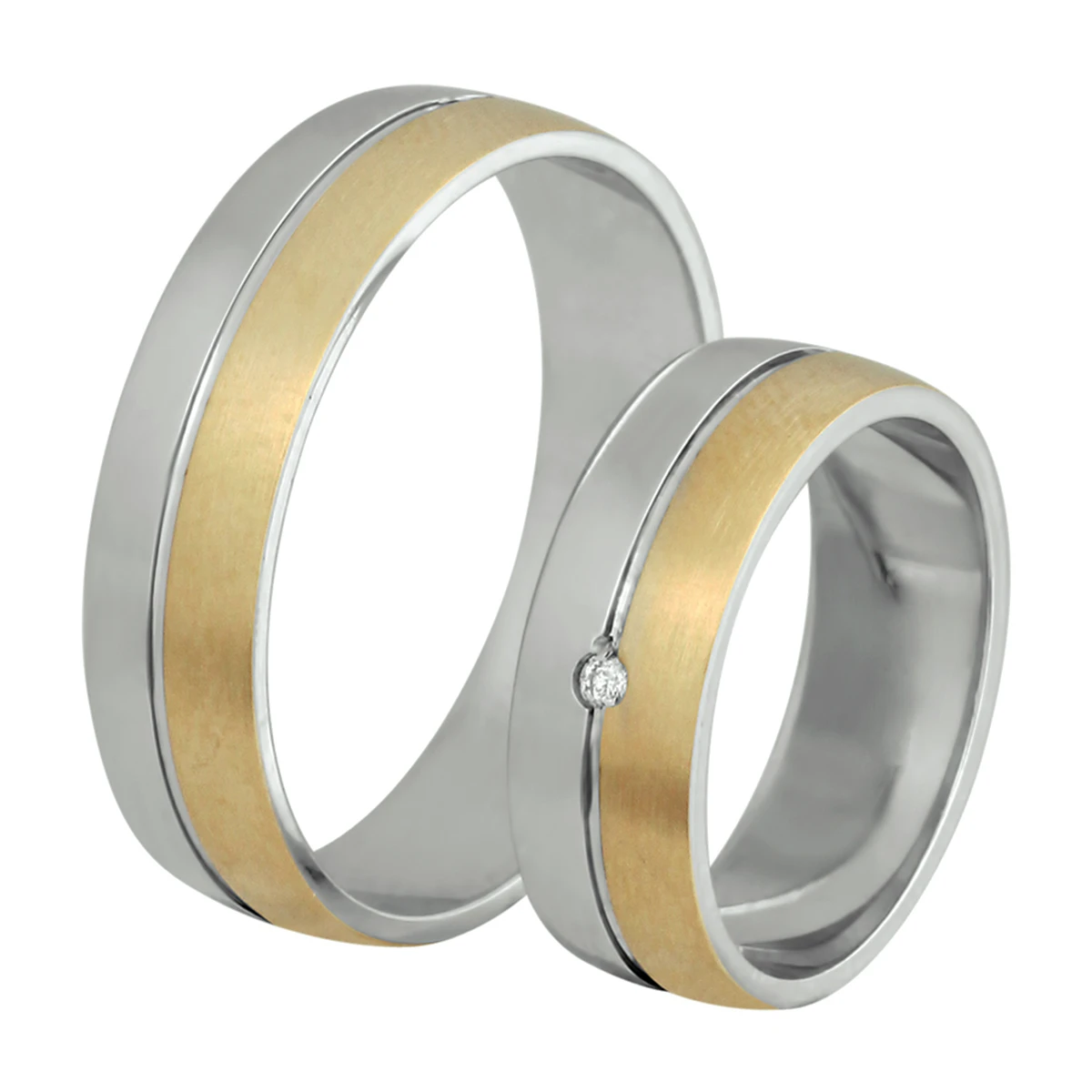 goud met zilver amorio relatieringen(dummy pakket) zilver verguld (geel/rhodium)