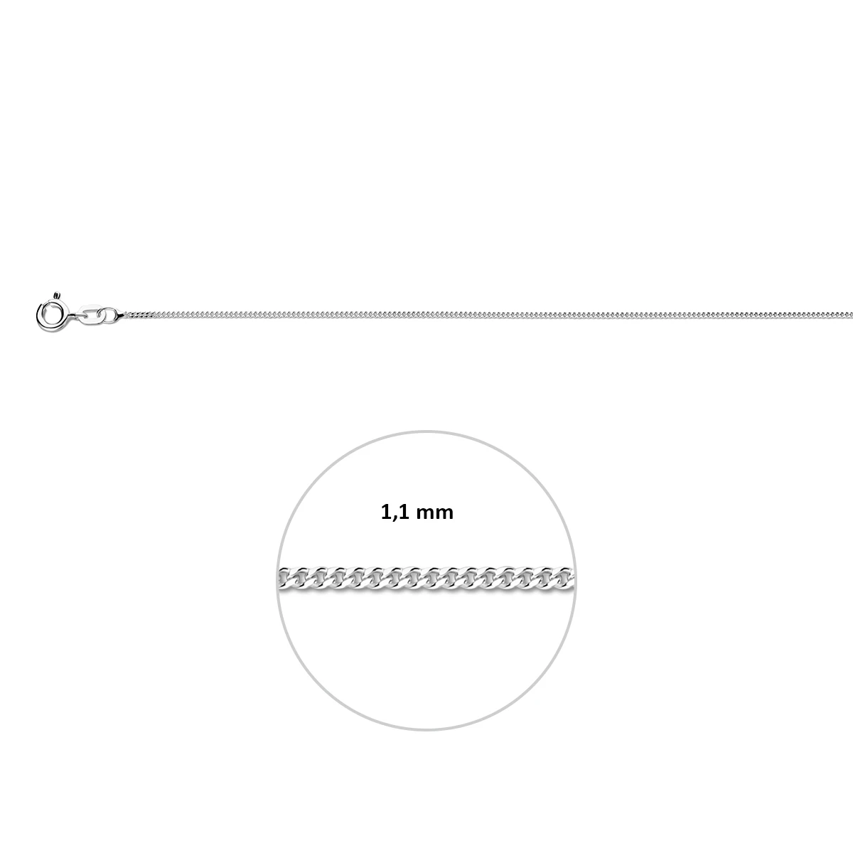 gourmette 1,1 mm zilver wit