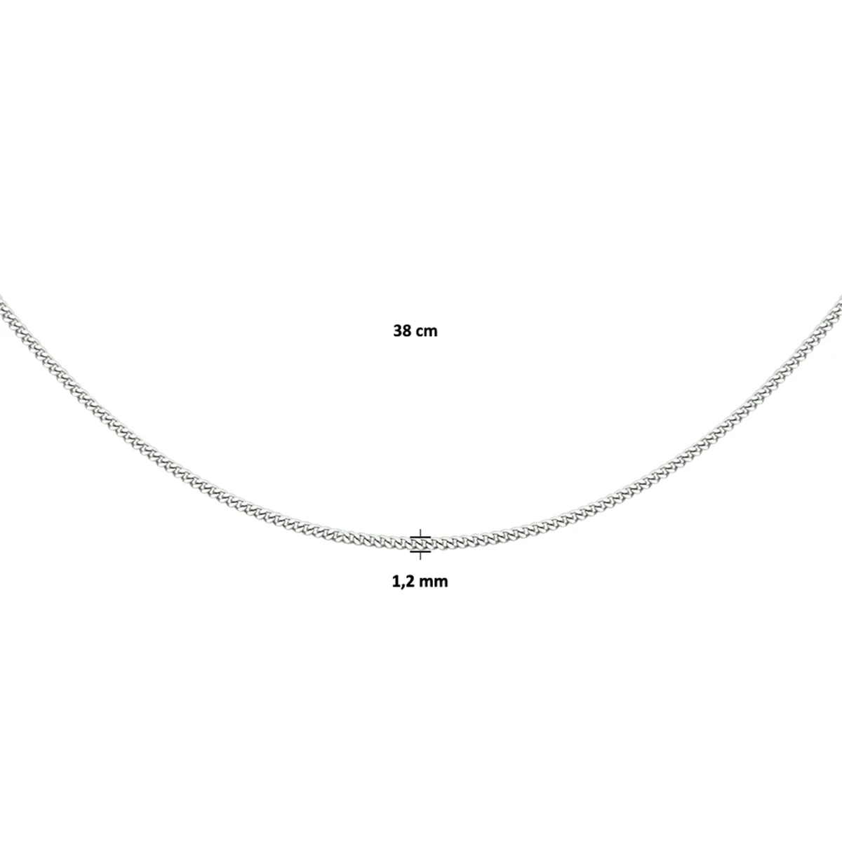 gourmette 1,2 mm zilver gerhodineerd