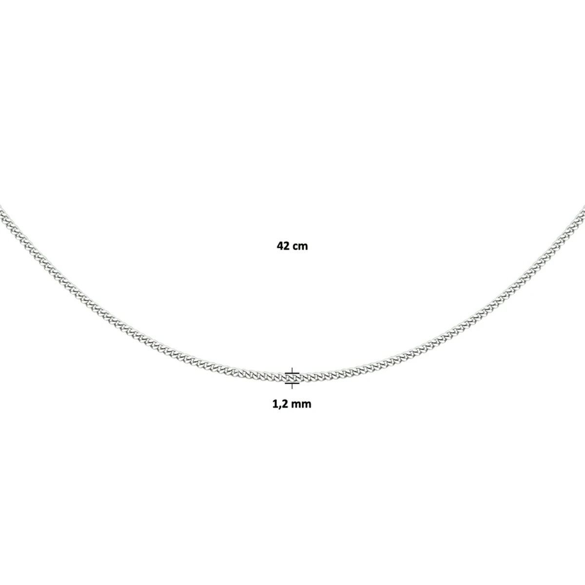 gourmette 1,2 mm zilver gerhodineerd