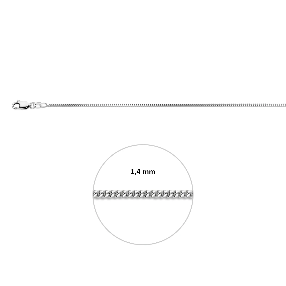 gourmette 1,4 mm zilver gerhodineerd
