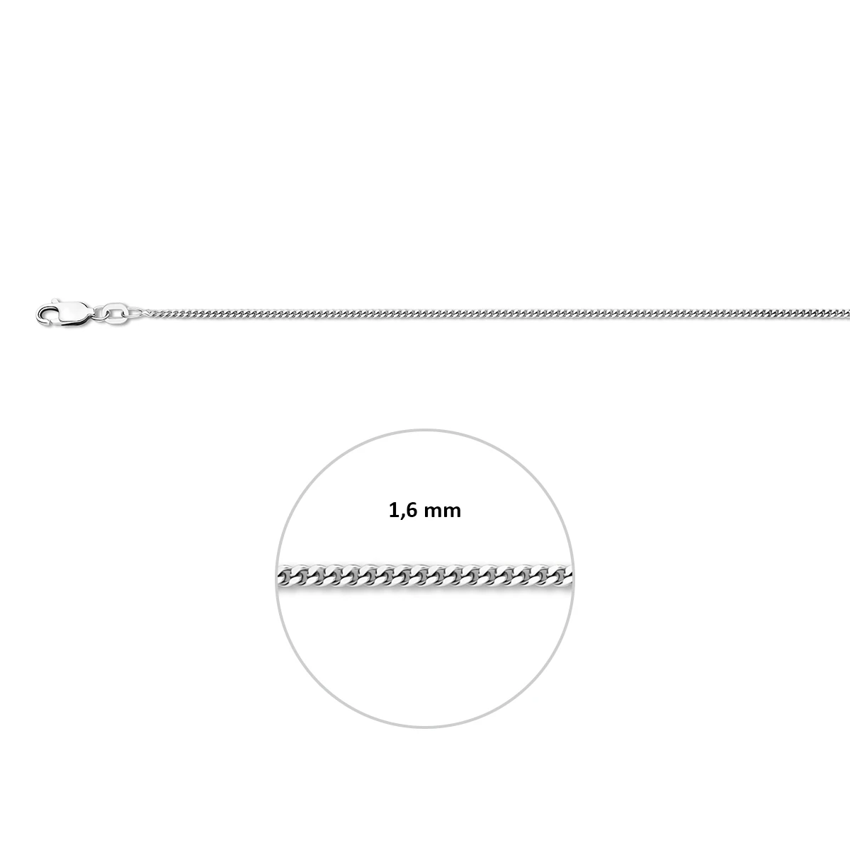 gourmette 1,6 mm zilver gerhodineerd