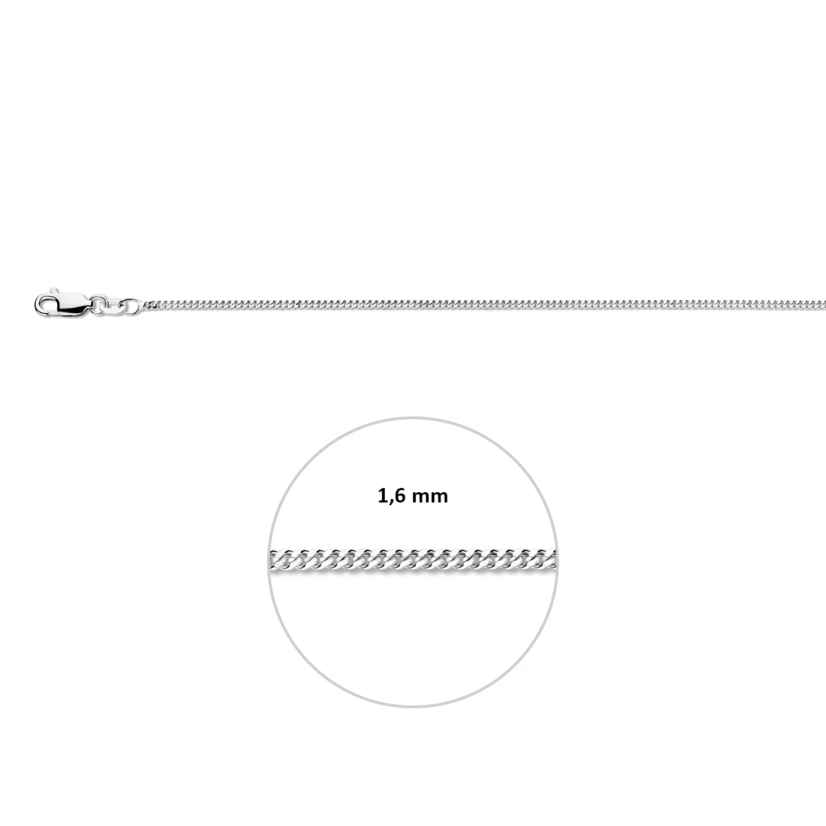 gourmette 1,6 mm zilver wit