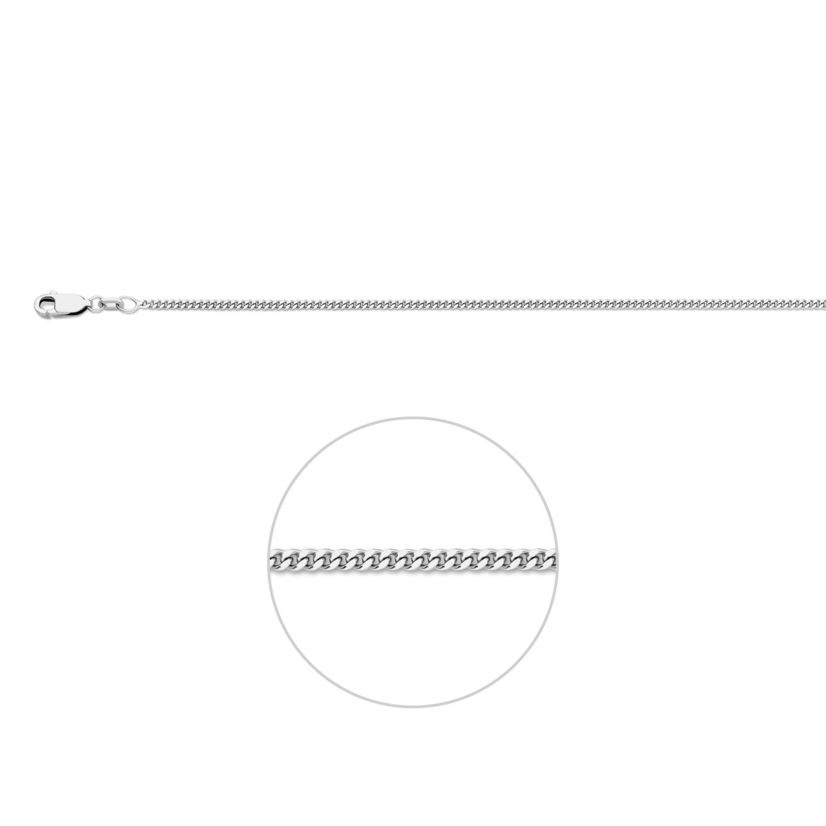 gourmette 1,7 mm zilver gerhodineerd