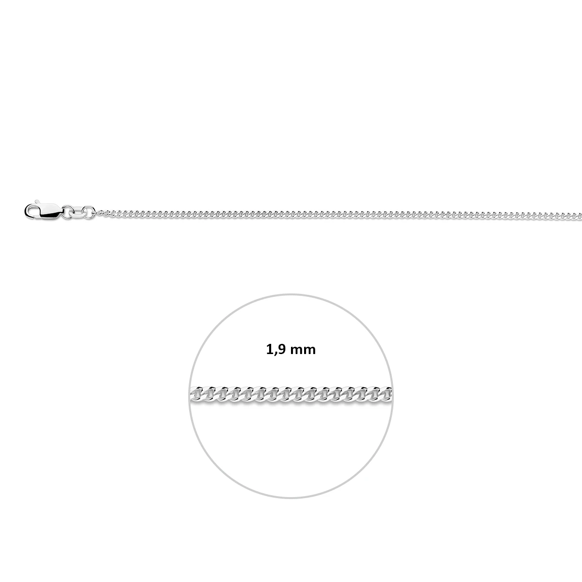 gourmette 1,9 mm zilver wit