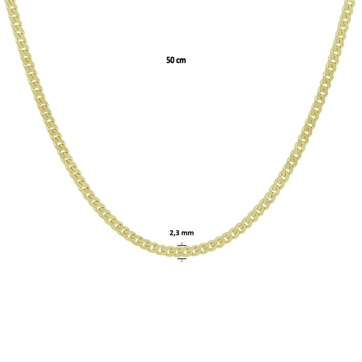 gourmette 2 zijdes geslepen 2,4 mm massief 14K geelgoud