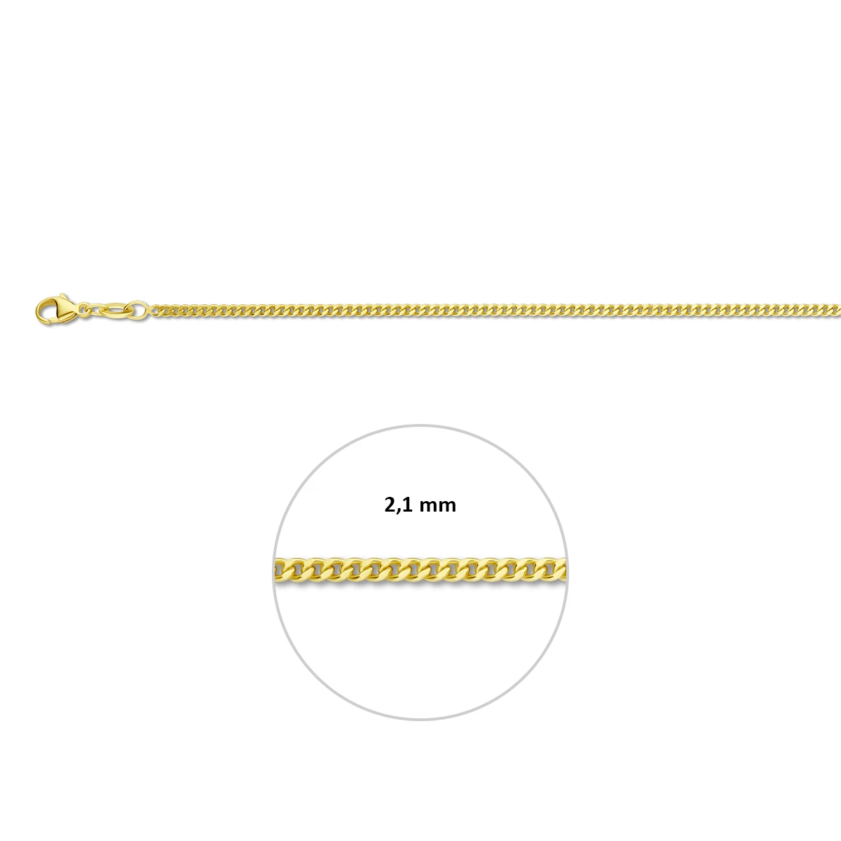 gourmette 2,1 mm doublé 10/000 (geel)