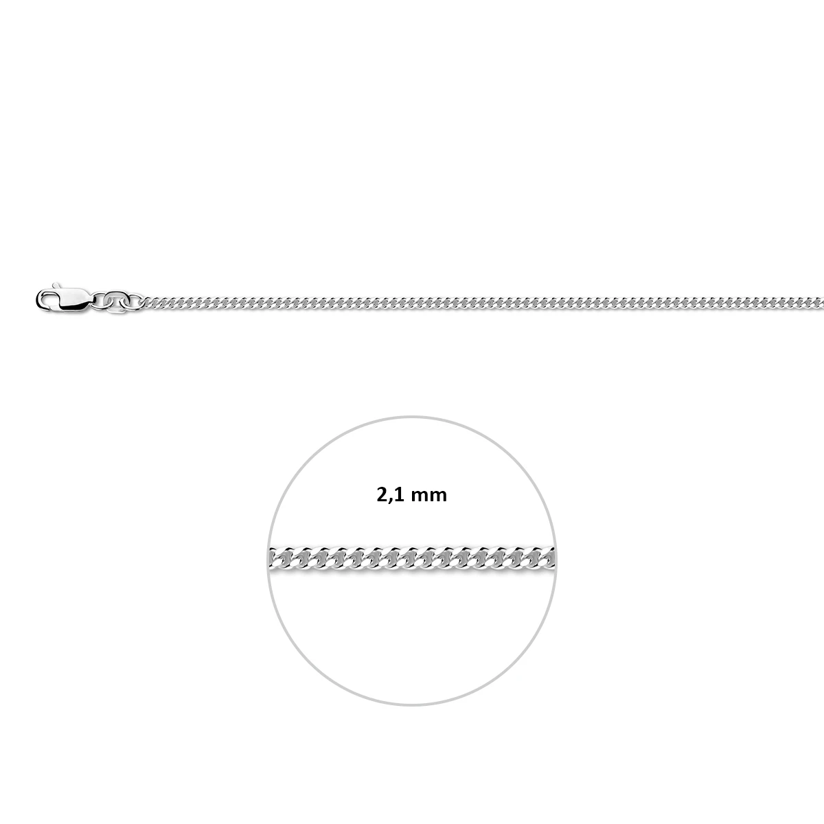 gourmette 2,1 mm zilver wit