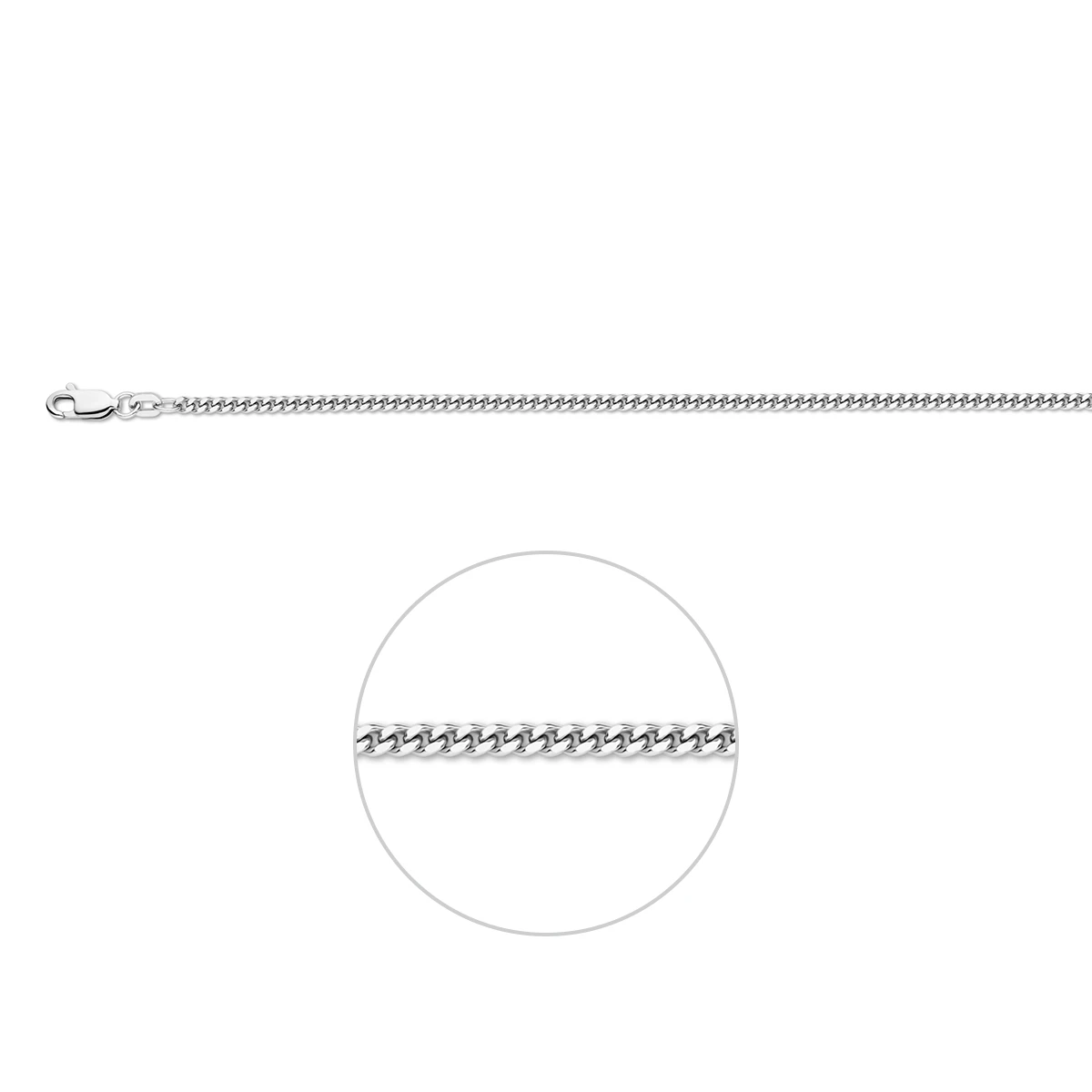 gourmette 2,4 mm zilver gerhodineerd