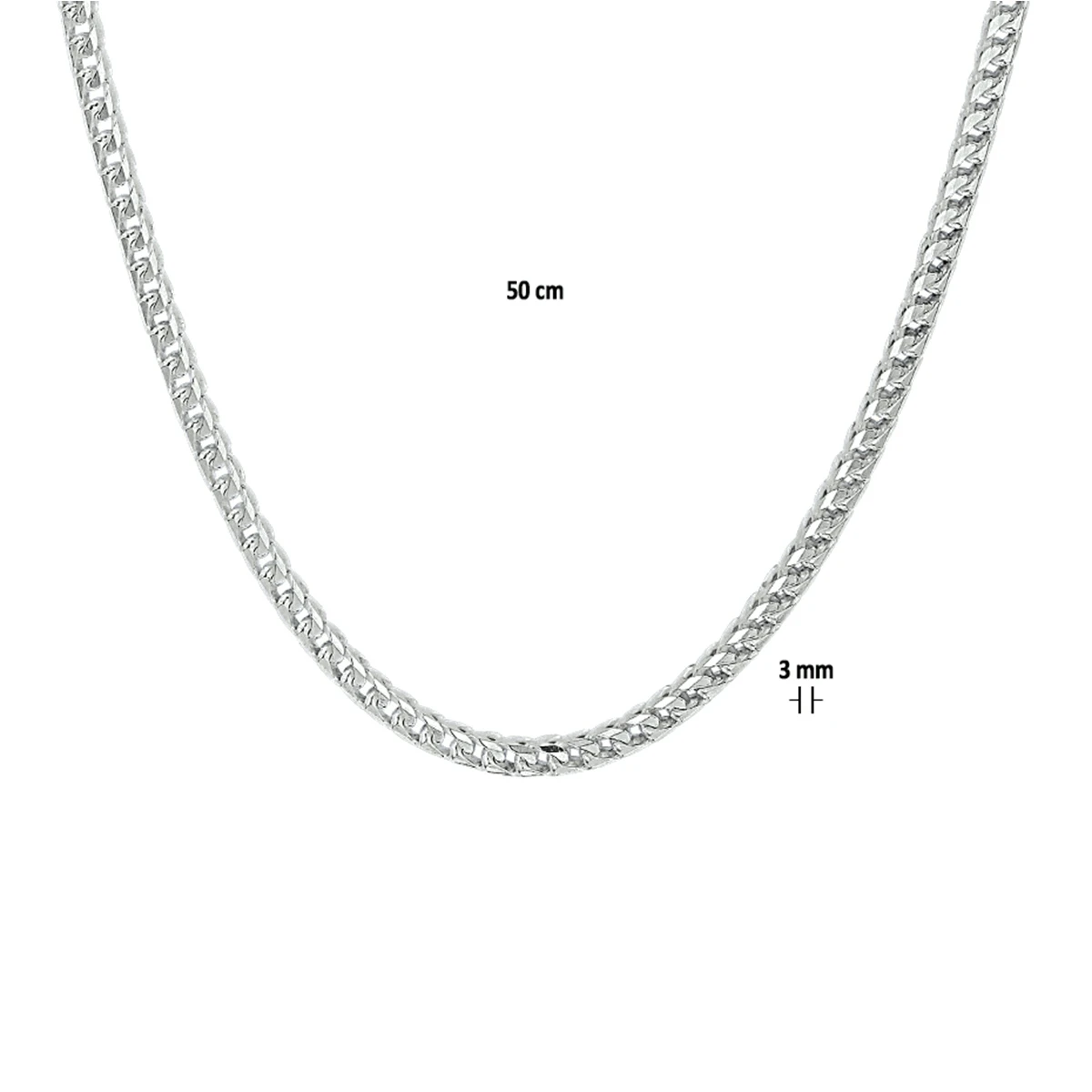 gourmette 3,0 mm zilver wit
