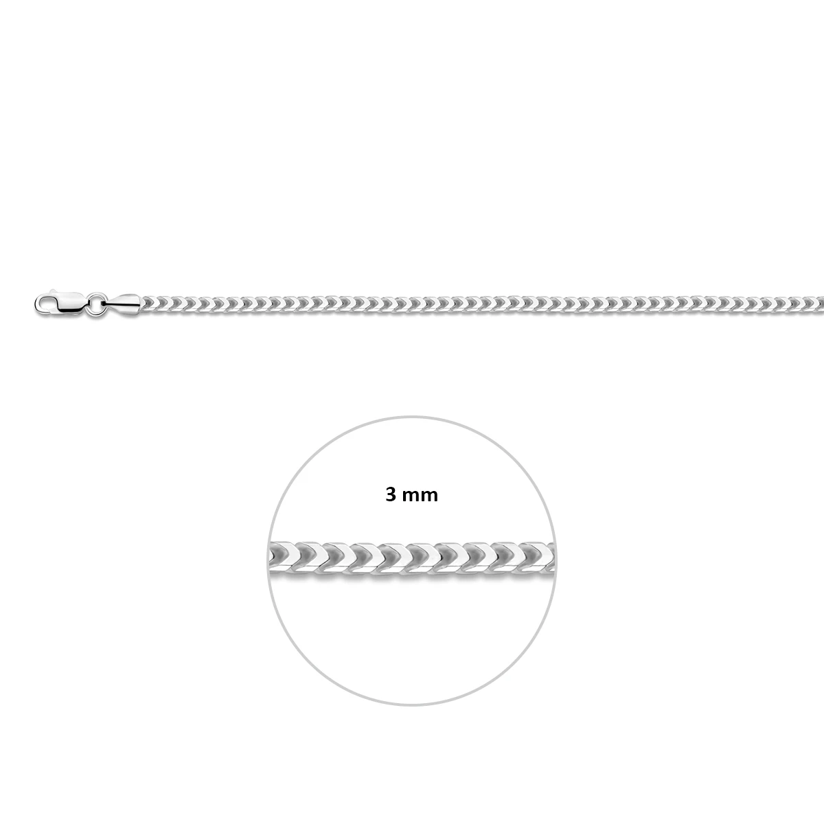 gourmette 3,0 mm zilver wit