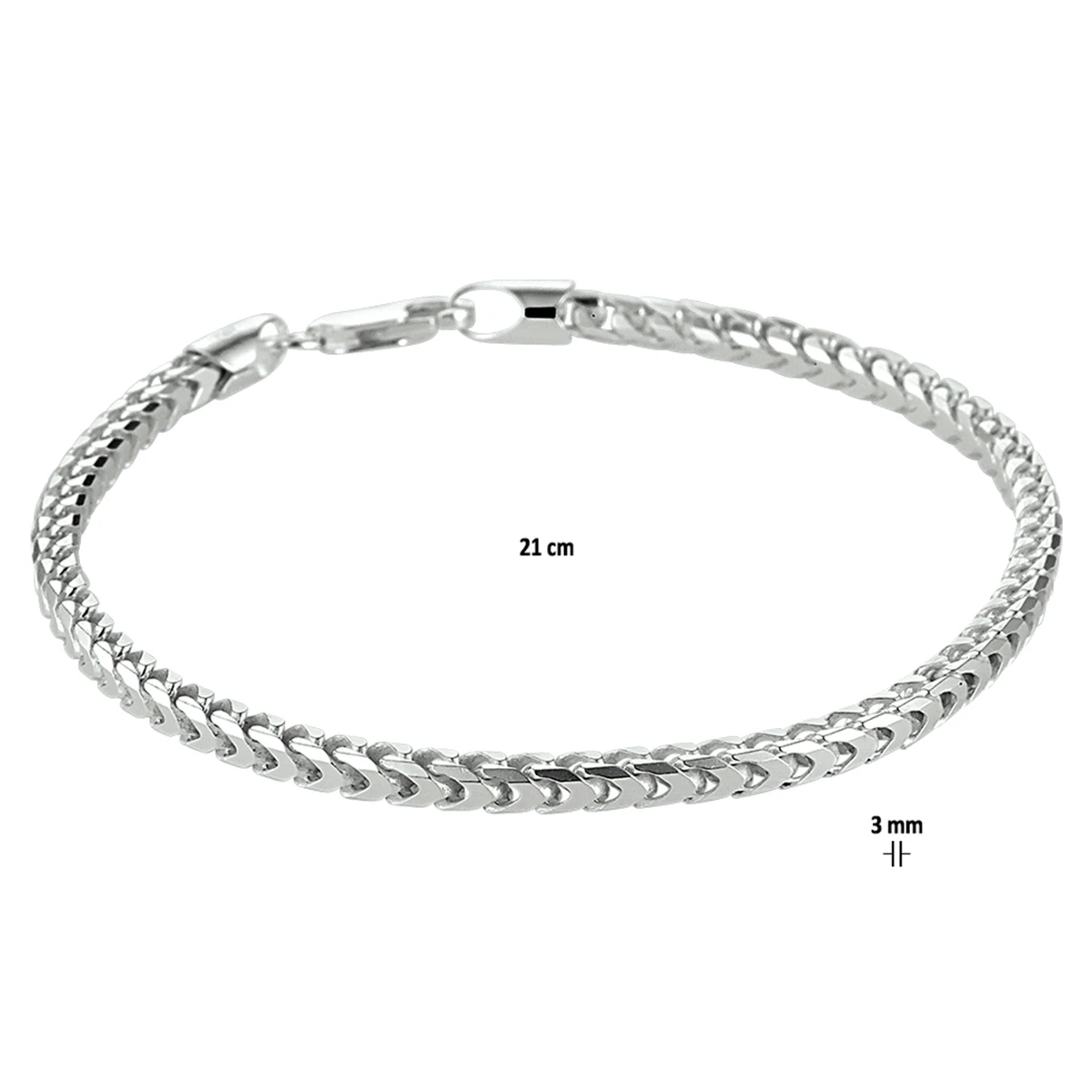 gourmette 3,0 mm zilver wit