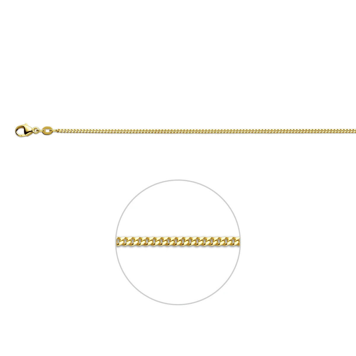 gourmette 4 zijdes geslepen 1,6 mm 14K geelgoud