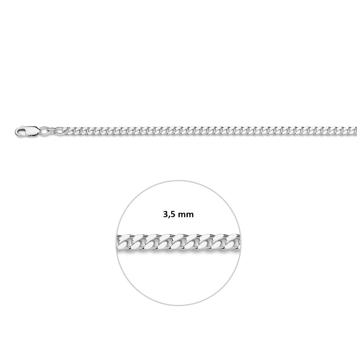 gourmette 4 zijdes geslepen 3,5 mm zilver wit