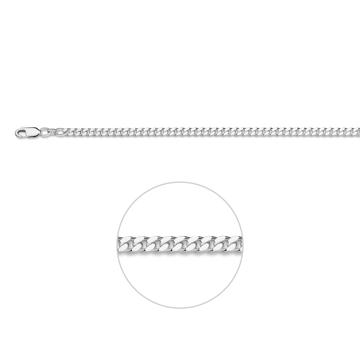 gourmette 4 zijdes geslepen 3,5 mm zilver wit