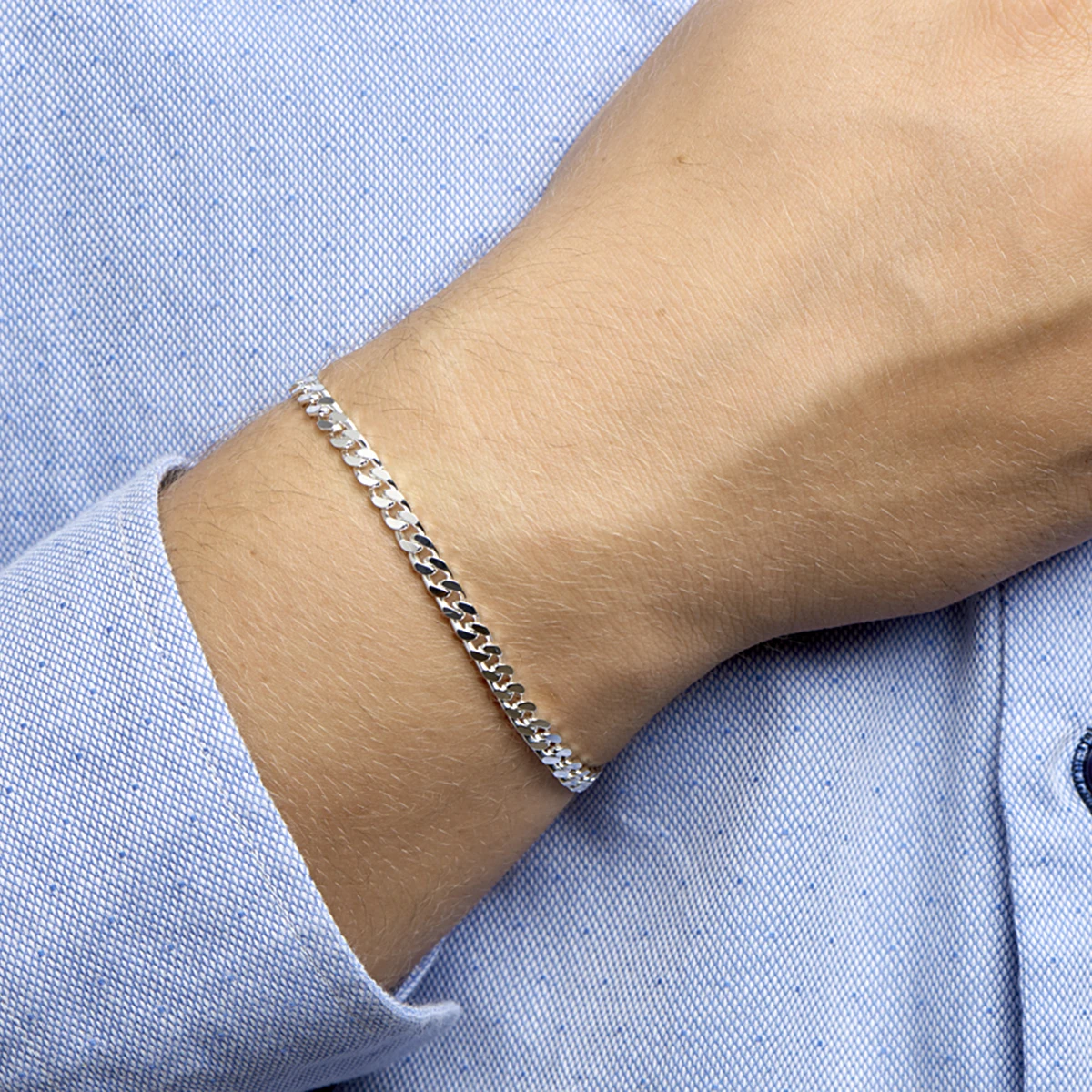 gourmette 4 zijdes geslepen 4,2 mm zilver wit