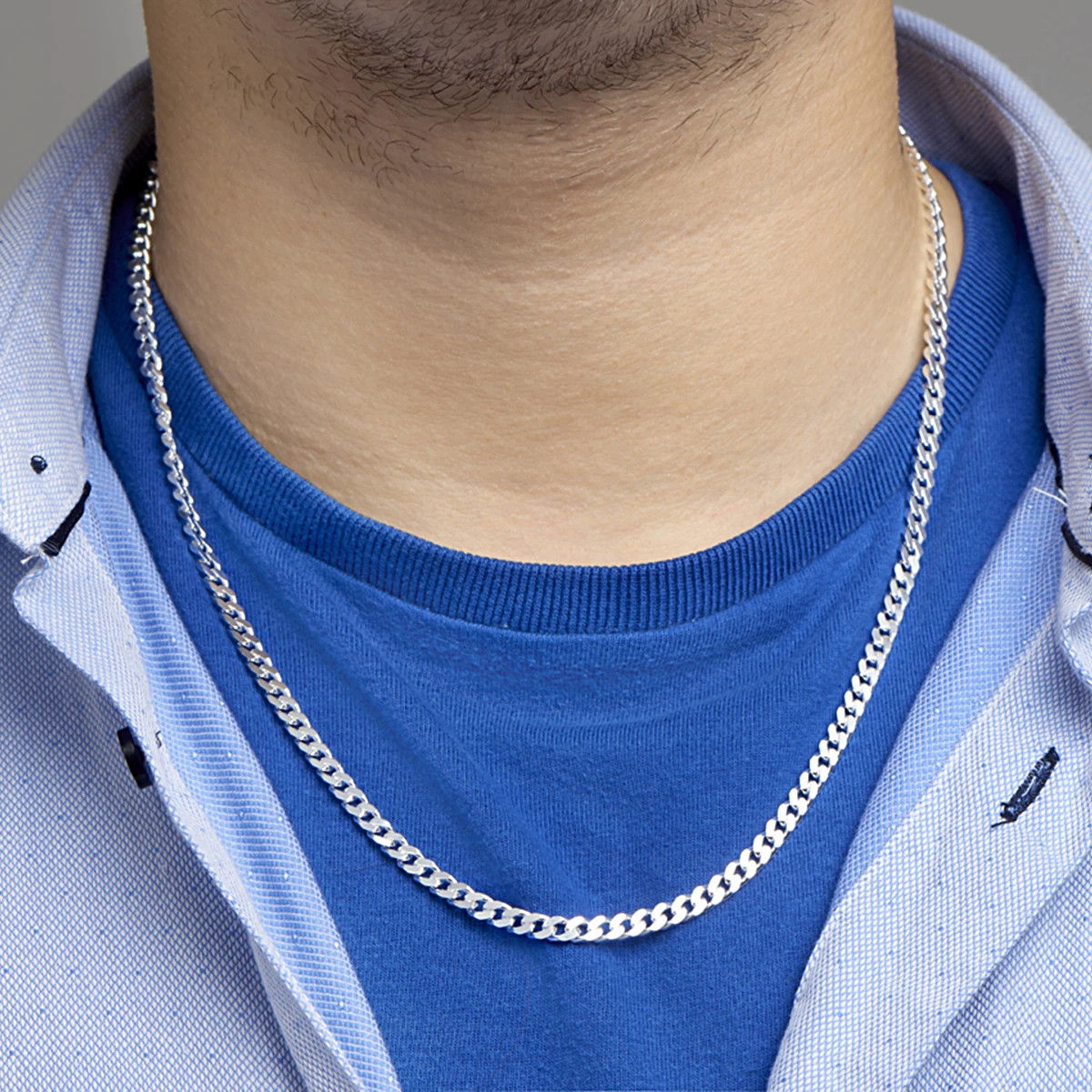 gourmette 4 zijdes geslepen 4,2 mm zilver wit