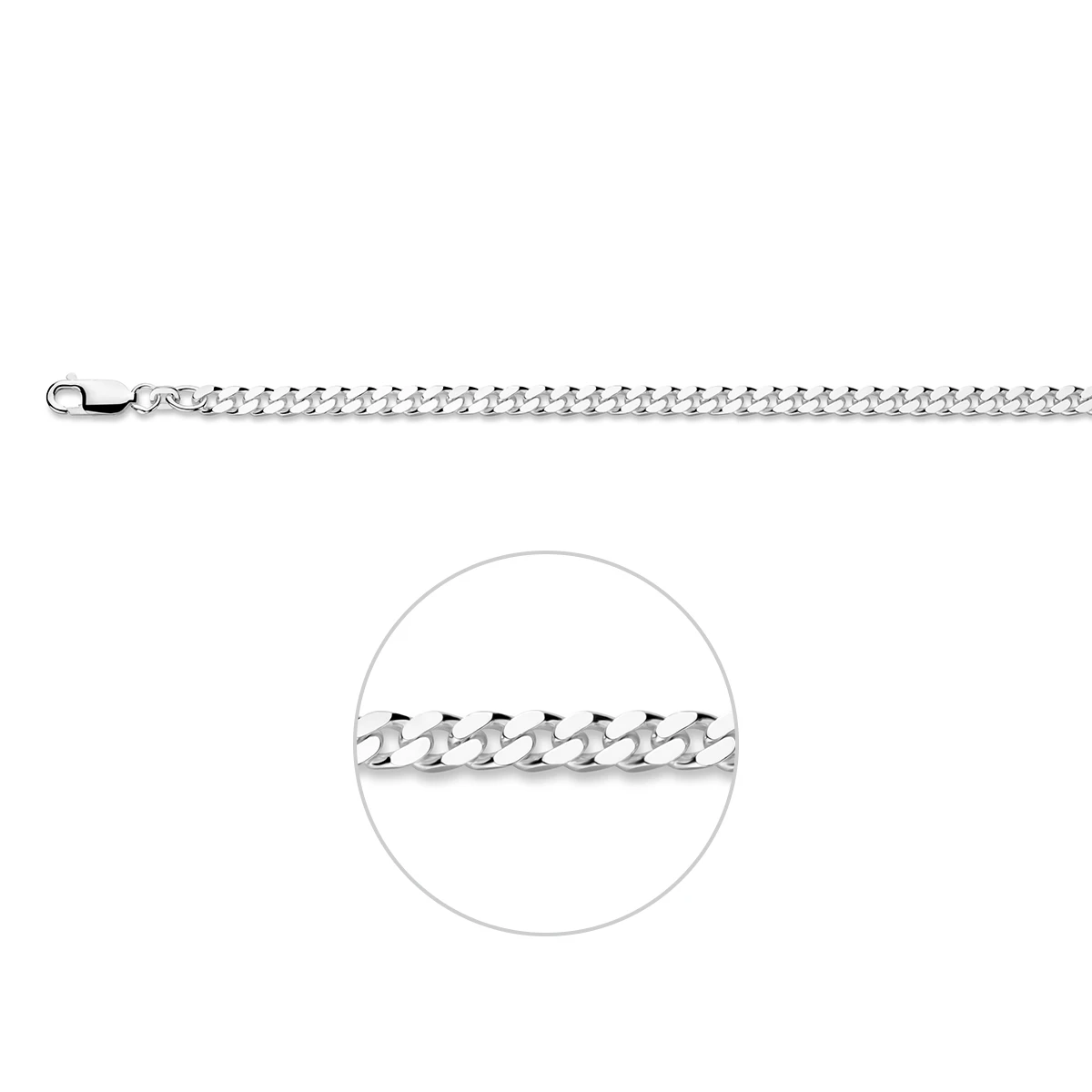 gourmette 4 zijdes geslepen 4,2 mm zilver wit