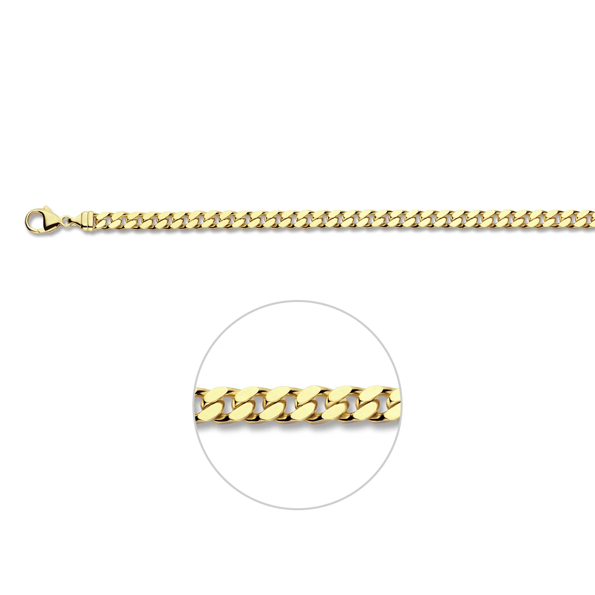 gourmette 4 zijdes geslepen 4,8 mm massief 14K geelgoud