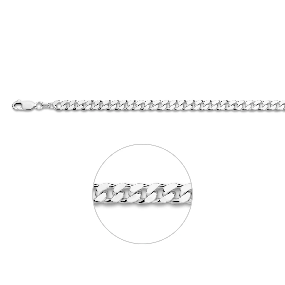 gourmette 4 zijdes geslepen 5,5 mm zilver wit
