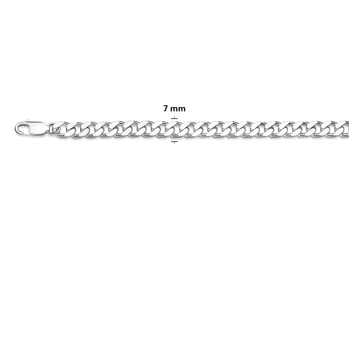 gourmette 4 zijdes geslepen 7 mm zilver wit