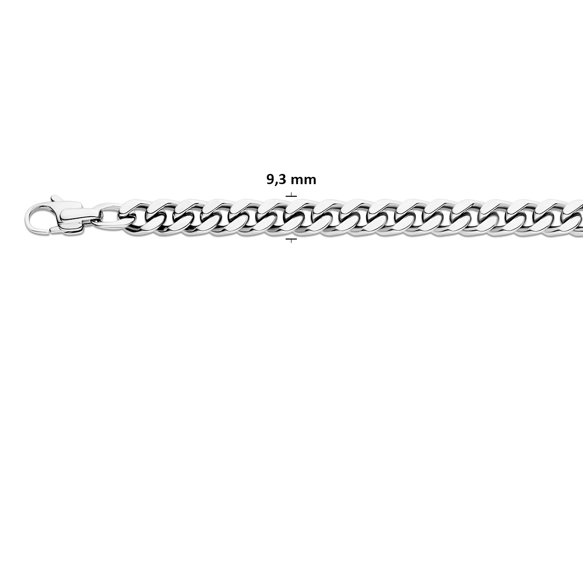 gourmette 4-zijdes geslepen 9,3 mm edelstaal