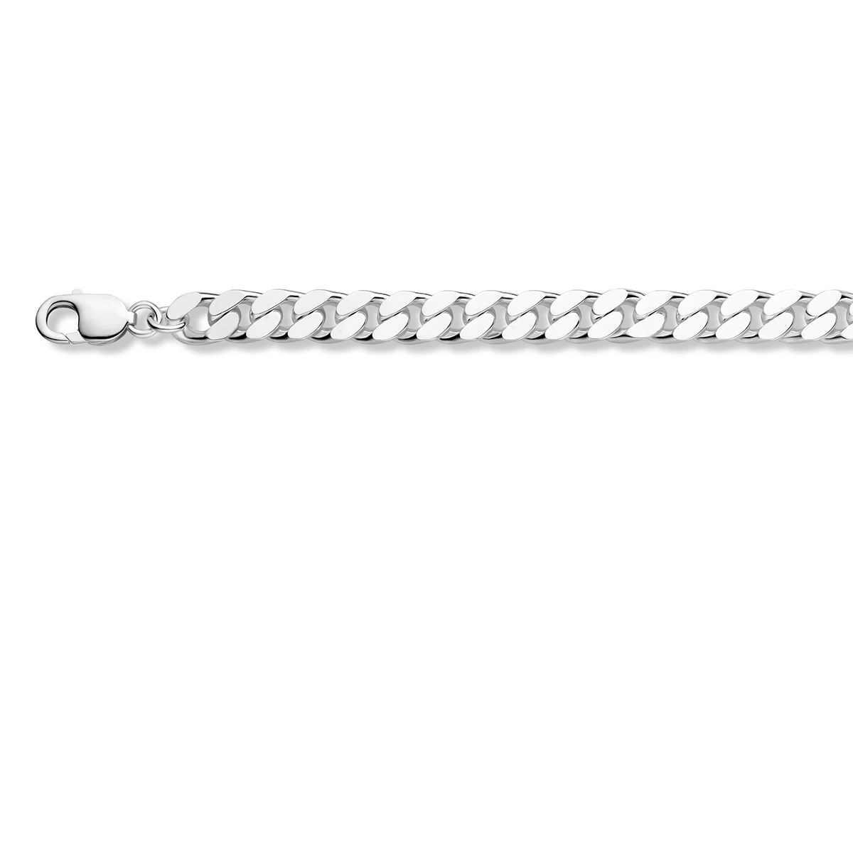 gourmette 4 zijdes geslepen 9,5 mm zilver wit
