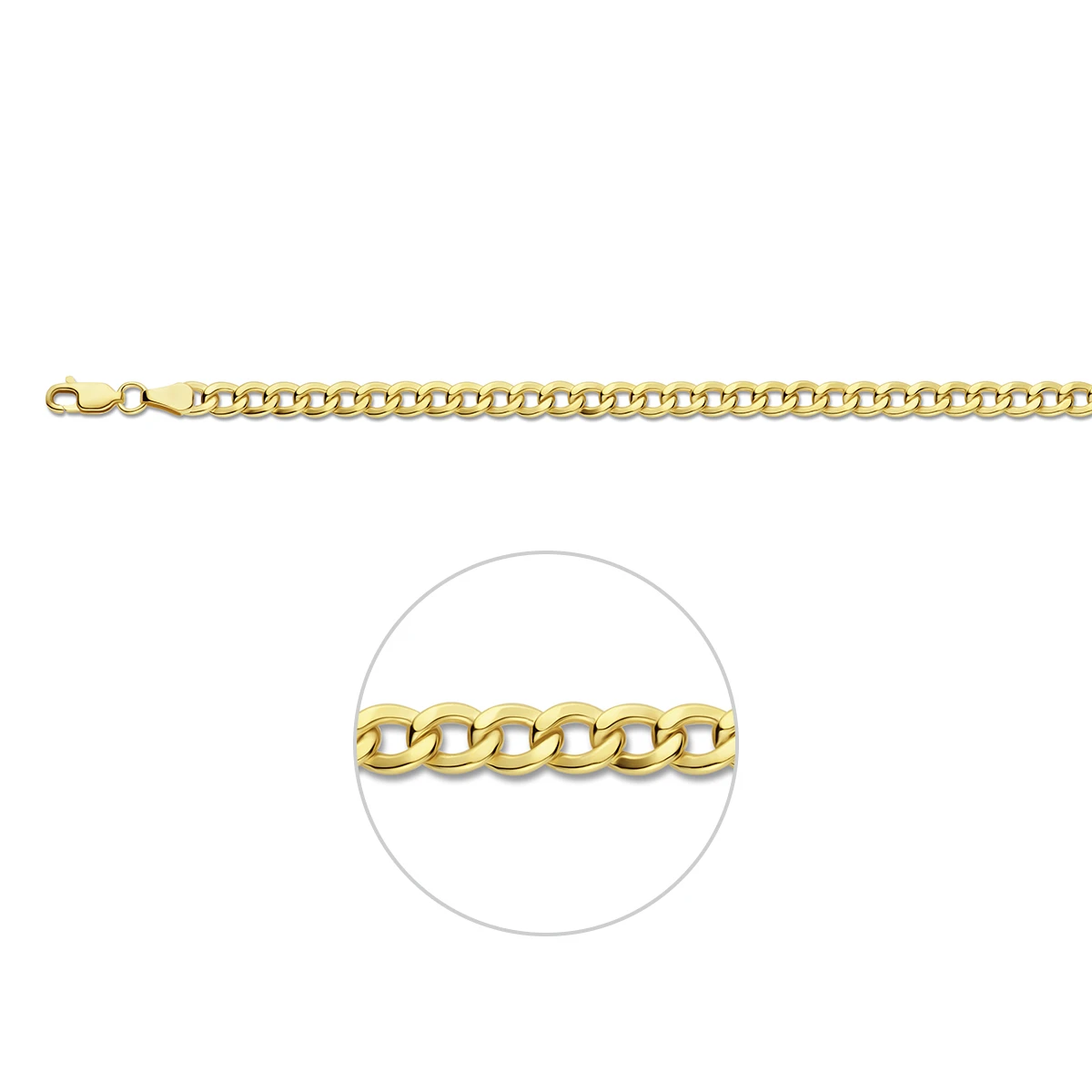 gourmette 4 zijdes geslepen massief 5,0 mm Silgold (geel met zilverkern)