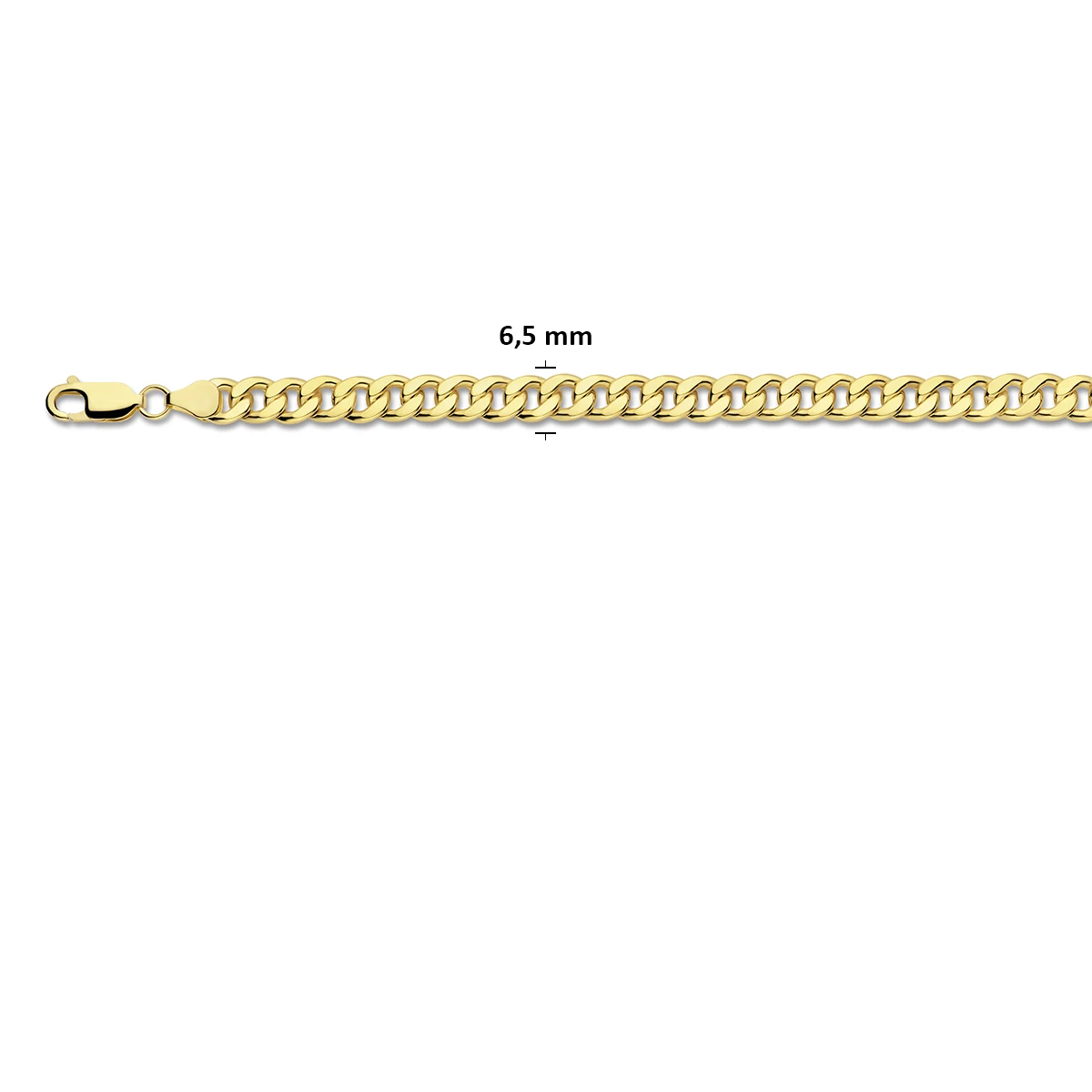 gourmette 4 zijdes geslepen massief 6,5 mm silgold (geel met zilverkern)