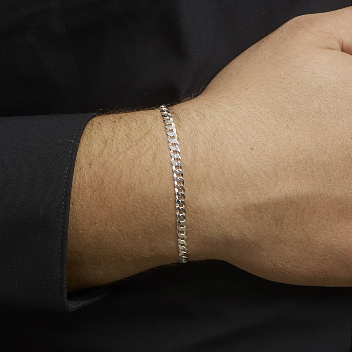 gourmette 6 zijdes geslepen 4,3 mm zilver wit