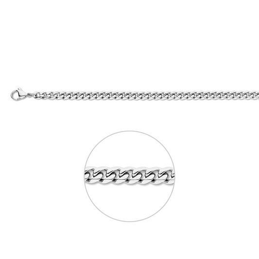 gourmette 6 zijdes geslepen 5,0 mm edelstaal