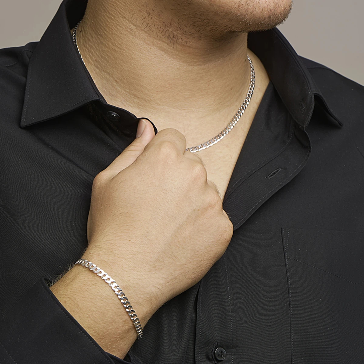 gourmette 6 zijdes geslepen 5,4 mm zilver wit