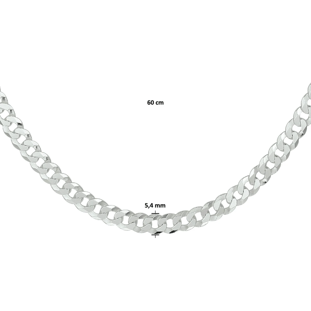 gourmette 6 zijdes geslepen 5,4 mm zilver wit