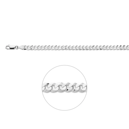 gourmette 6 zijdes geslepen 5,4 mm zilver wit