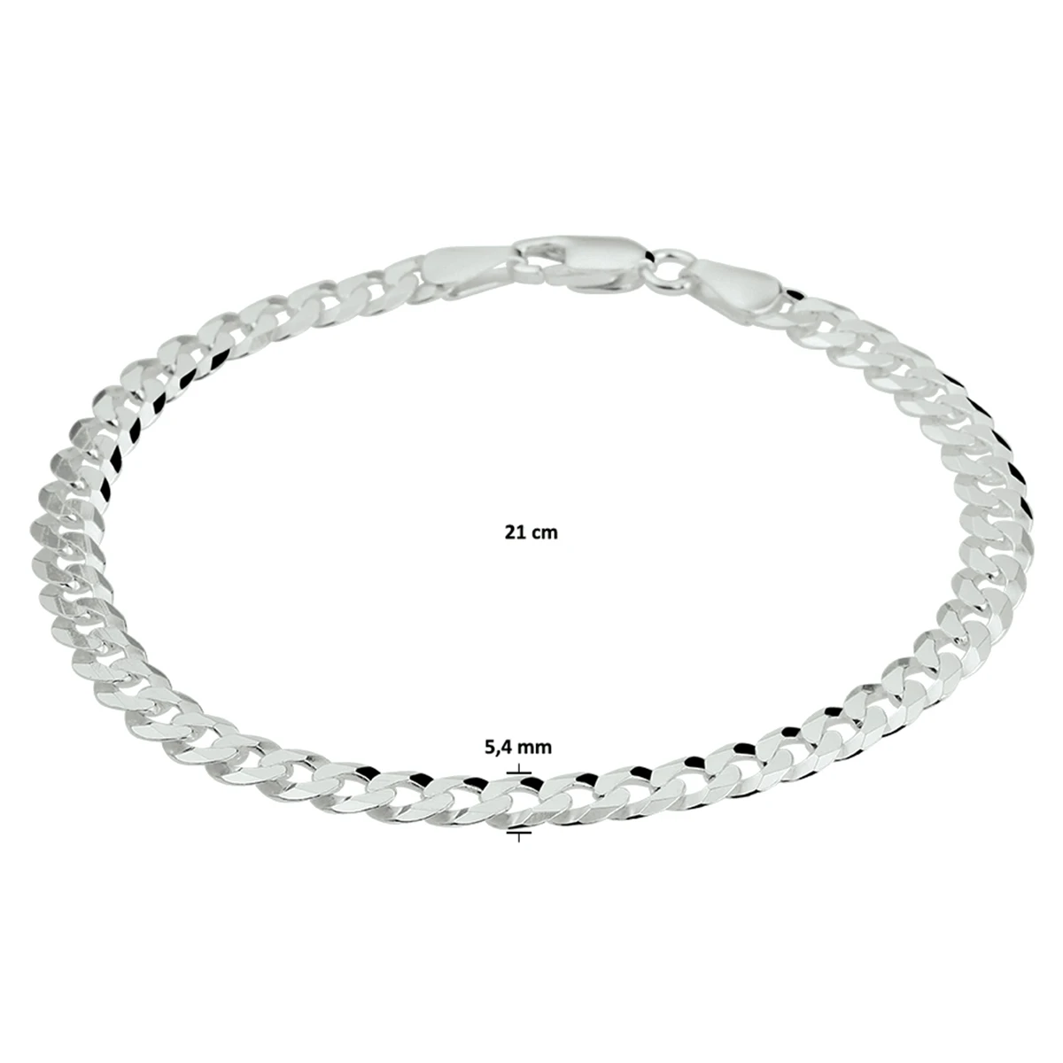 gourmette 6 zijdes geslepen 5,4 mm zilver wit